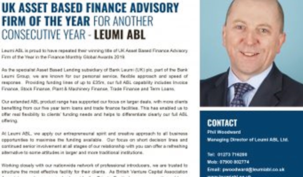 UK Asset Based Finance Advisory Firm of the Year 2019